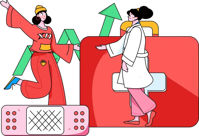 Female Doctor checking Patient  Illustration