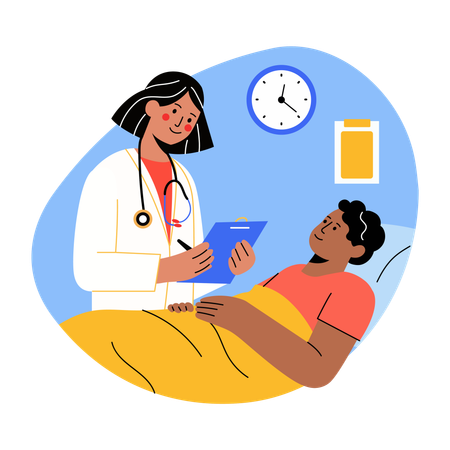 Female Doctor Checking patient report  Illustration