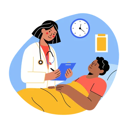 Female Doctor Checking patient report  Illustration