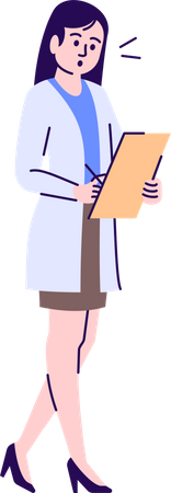 Female Doctor checking reports  Illustration