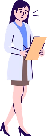 Female Doctor checking reports  Illustration