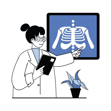 Female doctor checking x-ray  Illustration