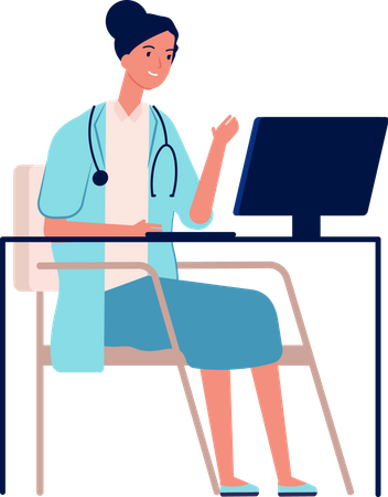 Female Doctor consulting online  Illustration