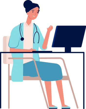 Female Doctor consulting online  Illustration