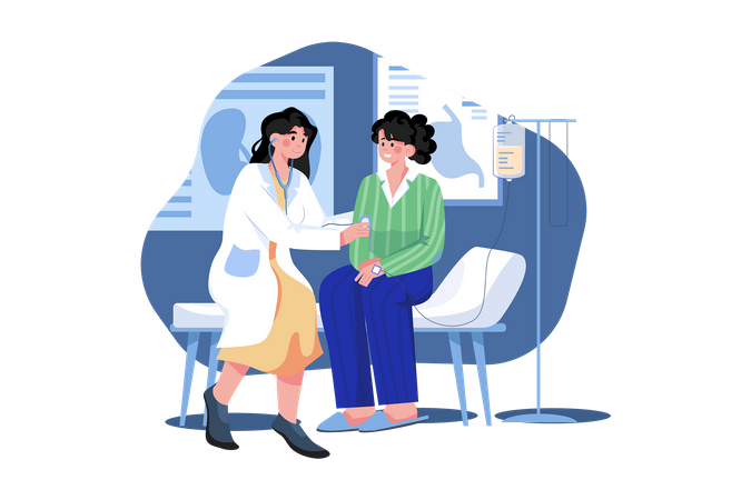 Female Doctor Doing Checkup of The Patient  Illustration