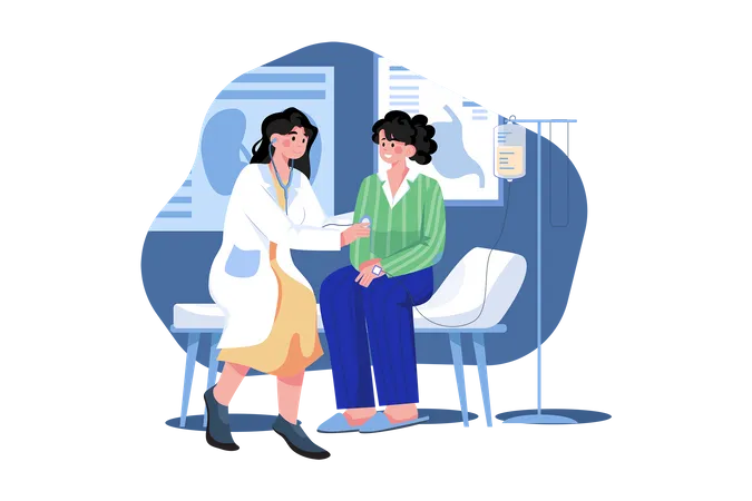 Female Doctor Doing Checkup of The Patient  Illustration