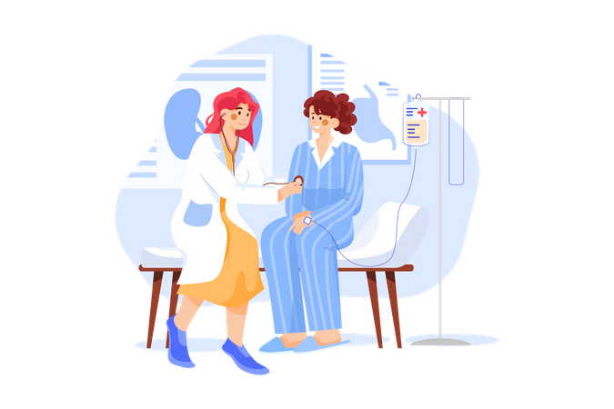 Female doctor doing checkup of the patient  Illustration