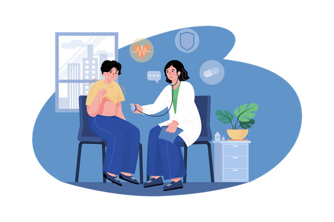 Female Doctor Doing Checkup Of The Patient  Illustration