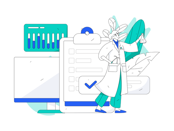 Female doctor doing chemical research  Illustration