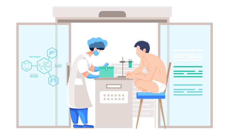 Female doctor doing chemistry research  일러스트레이션