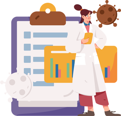 Female doctor doing corona virus analysis  Illustration