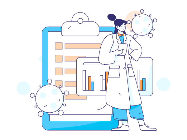 Female doctor doing corona virus analysis  Illustration