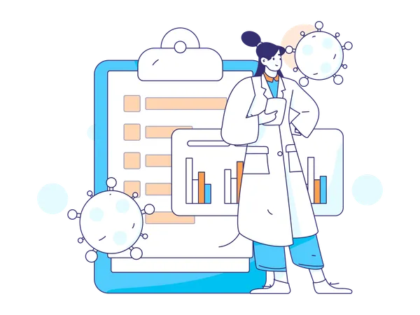 Female doctor doing corona virus analysis  Illustration