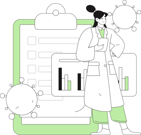 Female doctor doing corona virus analysis  Illustration