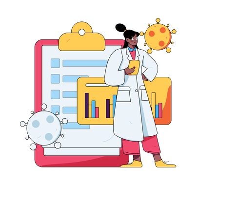 Female doctor doing corona virus analysis  Illustration