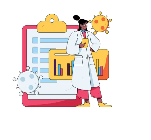 Female doctor doing corona virus analysis  Illustration