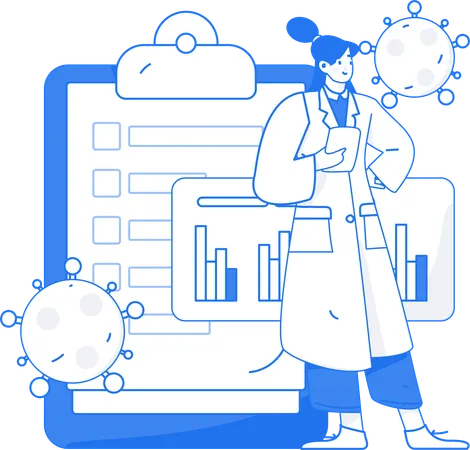 Female doctor doing corona virus analysis  Illustration