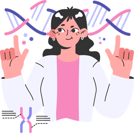 Female doctor doing dna research  Illustration