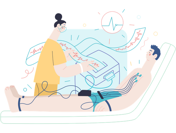 Female doctor doing electrocardiography  Illustration