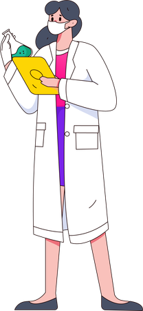 Female doctor doing medical research  Illustration