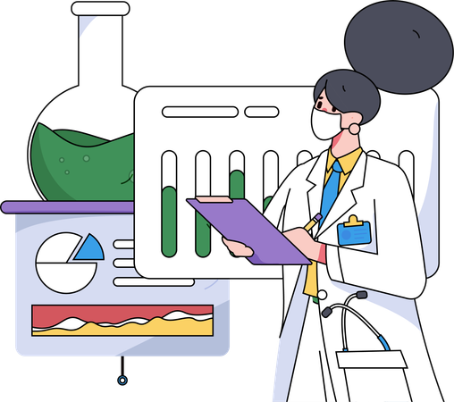 Female doctor doing medical research  Illustration