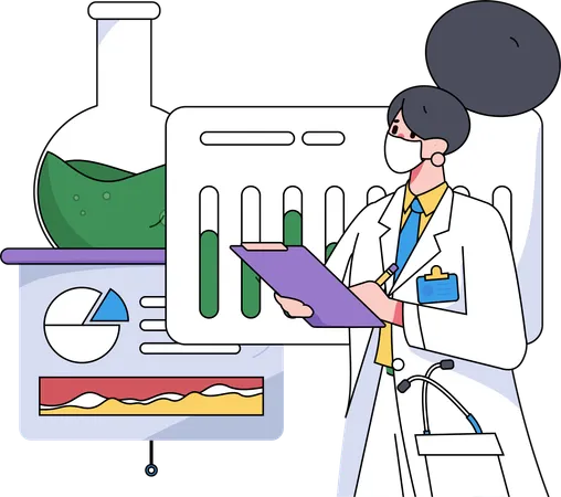 Female doctor doing medical research  Illustration