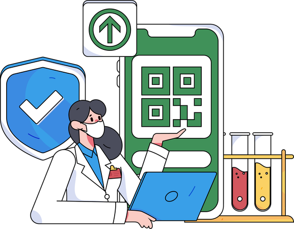 Female doctor doing medical research  Illustration