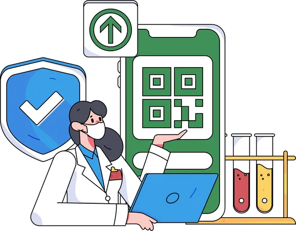 Female doctor doing medical research  Illustration