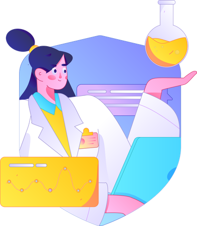 Female doctor doing medical research  Illustration