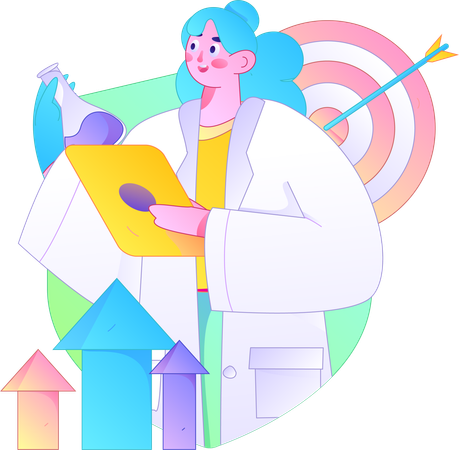 Female doctor doing medical research  Illustration