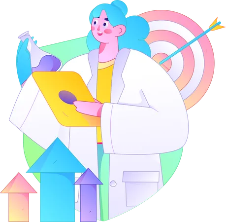 Female doctor doing medical research  Illustration