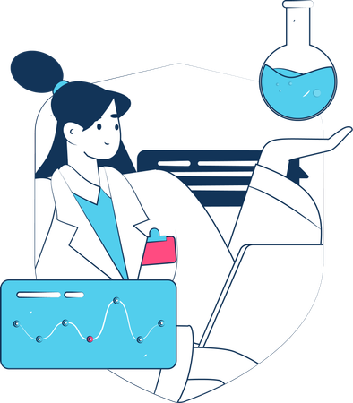 Female doctor doing medical research  Illustration