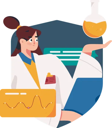 Female doctor doing medical research  Illustration