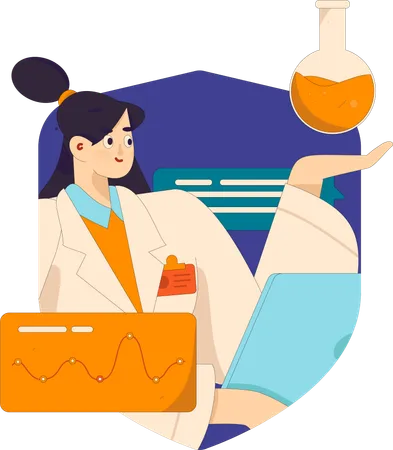 Female doctor doing medical research  Illustration