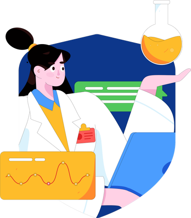 Female doctor doing medical research  Illustration