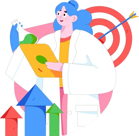 Female doctor doing medical research  Illustration