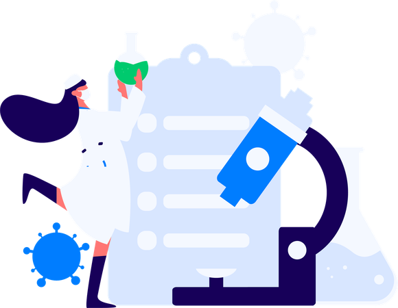 Female doctor doing medical research  Illustration