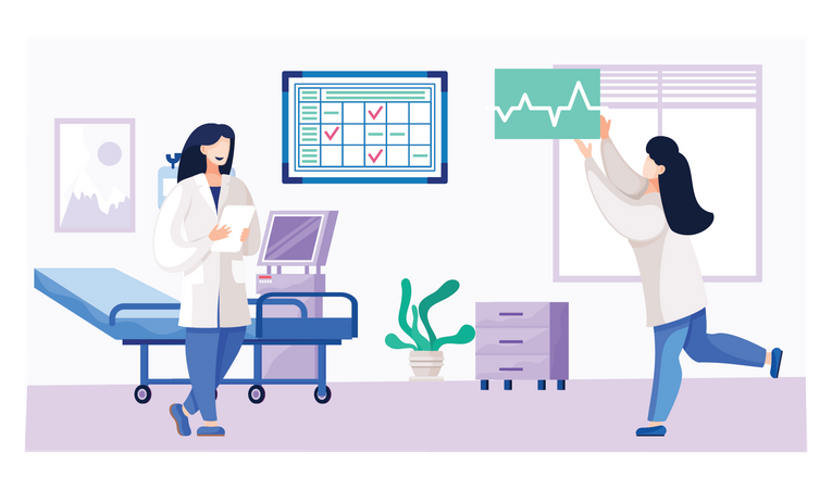 Female doctor doing patient analysis Illustration