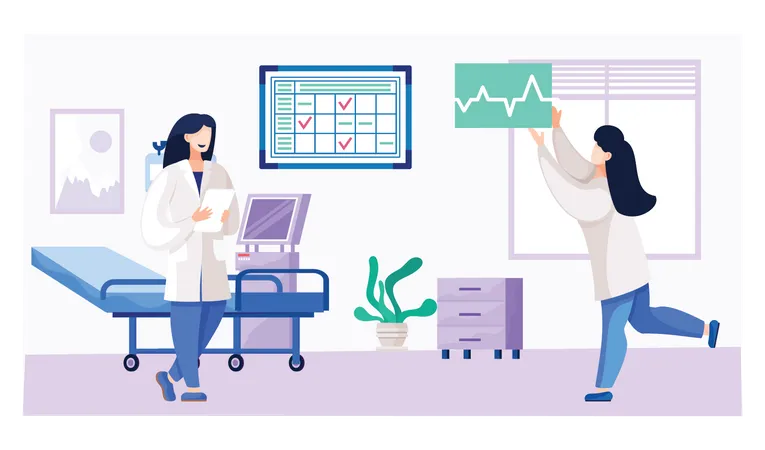 Female doctor doing patient analysis Illustration
