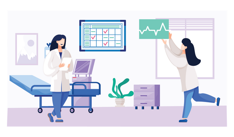 Female doctor doing patient analysis  Illustration