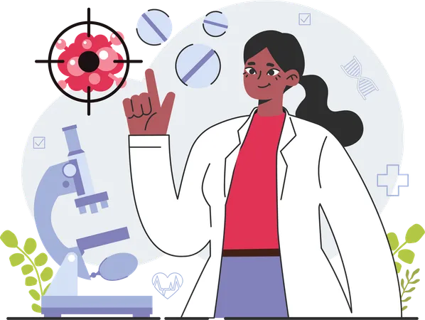 Female doctor doing research on cancer cell  Illustration