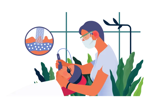 Female doctor doing Skin therapy Illustration