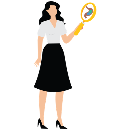 Female doctor doing Stomach heartburn research  Illustration