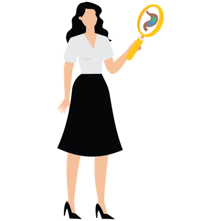 Female doctor doing Stomach heartburn research  Illustration