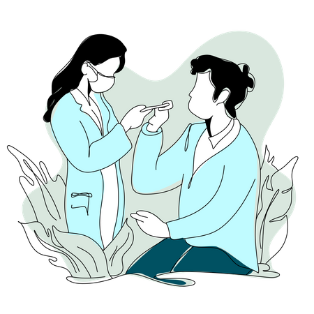 Female doctor doing teeth inspection  Illustration