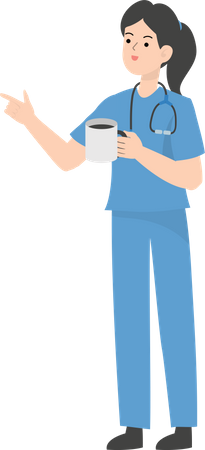 Female Doctor drinking coffee  Illustration