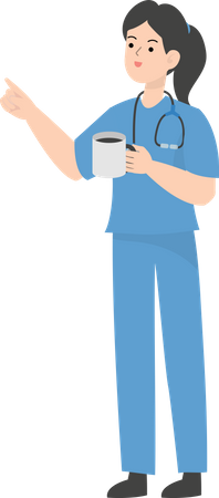 Female Doctor drinking coffee  Illustration