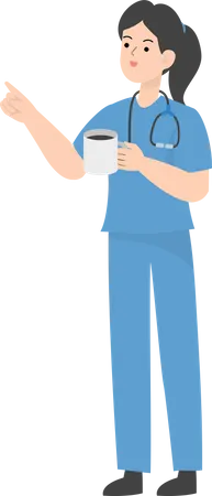 Female Doctor drinking tea  Illustration