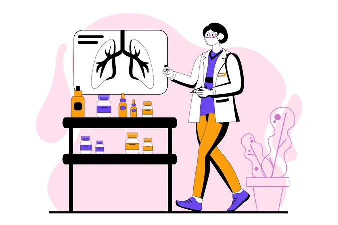 Female doctor examine lungs  Illustration