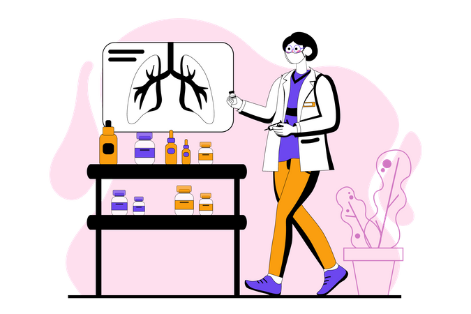 Female doctor examine lungs  Illustration